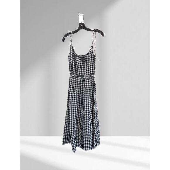 DÔEN Leslie tie-detailed smocked gingham voile midi dress M - Picture 9 of 13